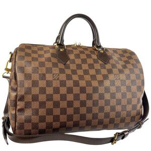 LOUIS VUITTON Speedy 35 Bandouliere Bag Shoulder Damier Ebene Strap LV Crossbody